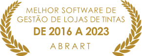 Selo melhor software de gestão de loja de 2016 a 2023. Abrart.